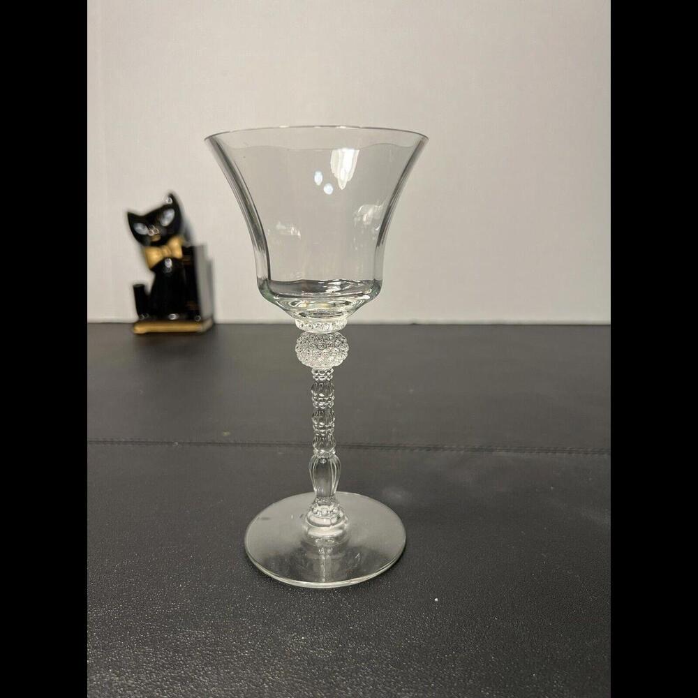 Heisey Vintage 1940s 6 Monte Cristo Wine Glasses Textured Rings Stems